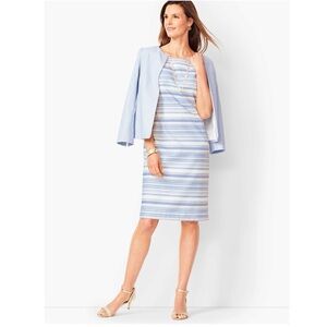 Talbots Women Blue White Stripe Biscay Sheath Dress Size 18 PH5289